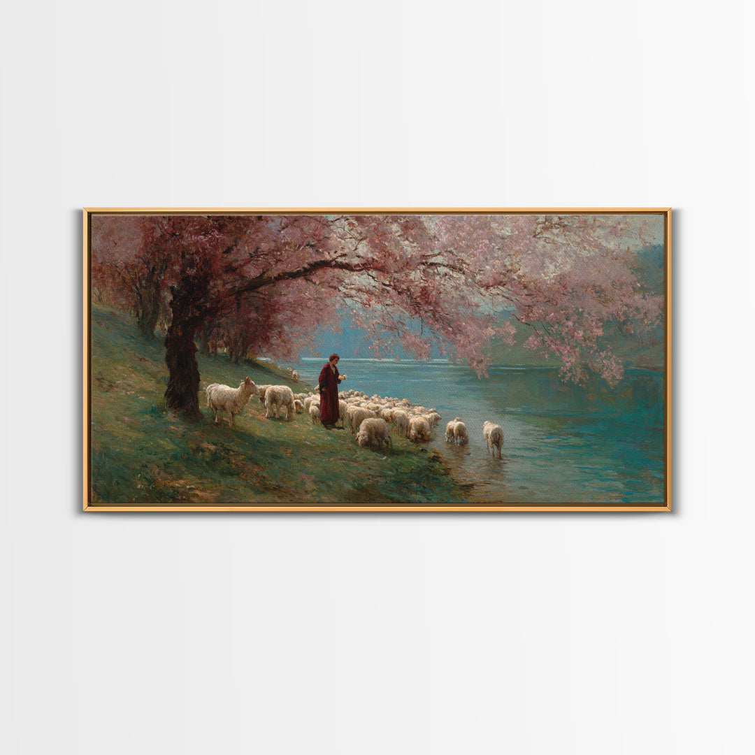 Blossom Gathering – Framed Canvas Print – Christian Art Print – Christian Wall Art – Framed Christian Art – Jesus Painting – Christian Chri