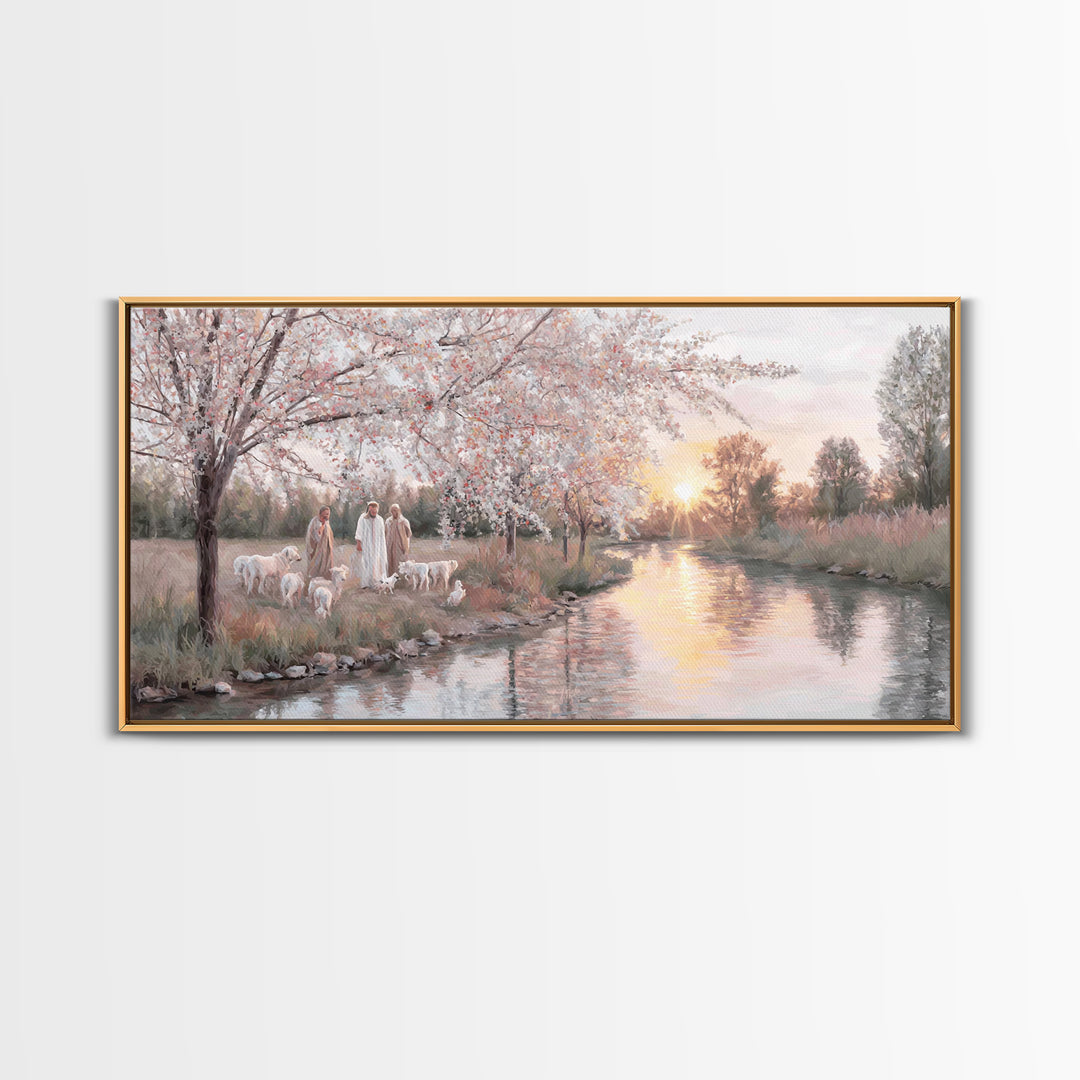 Riverside Disciples – Framed Canvas Print – Christian Art Canvas – Christian Wall Art – Jesus Painting – Christmas Art – Christian Decorati