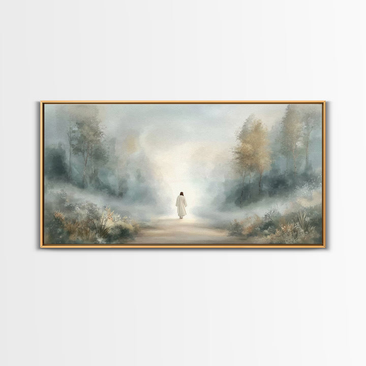 Misty Refuge – Framed Canvas Print – Christian Art – Christian Art Canvas – Large Christian Painting – Jesus Canvas Art