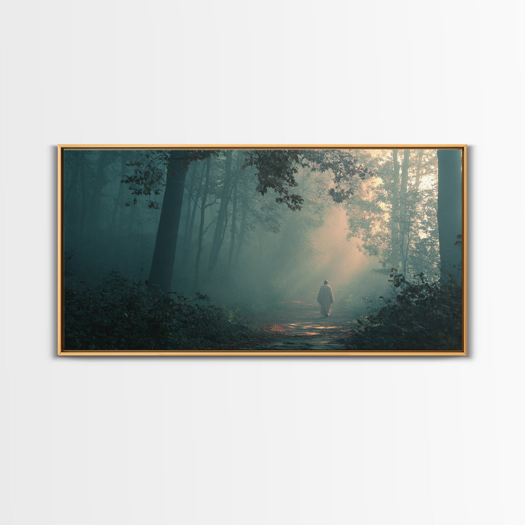 Forest Of Grace, Framed Canvas Print, Christian Wall Art, Christian Christmas Art, Jesus Painting, Modern Christian Art