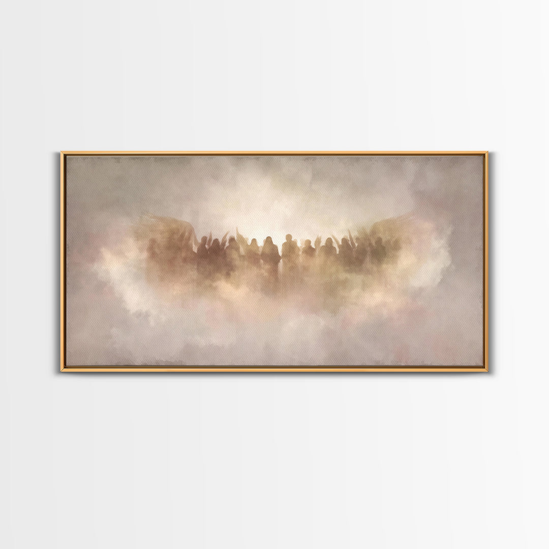 Clouds Of Glory - Framed Canvas Print - Christian Art Print - Subtle Christian Art - Christmas Art Prints - Christian Decor For Home - Vint