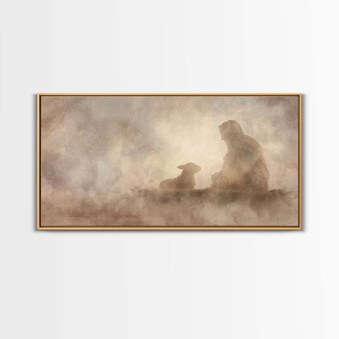 Silent Nativity – Framed Canvas Print – Christian Wall Art – Jesus Painting – Christmas Art – Christian Decor – Christian Art Canvas