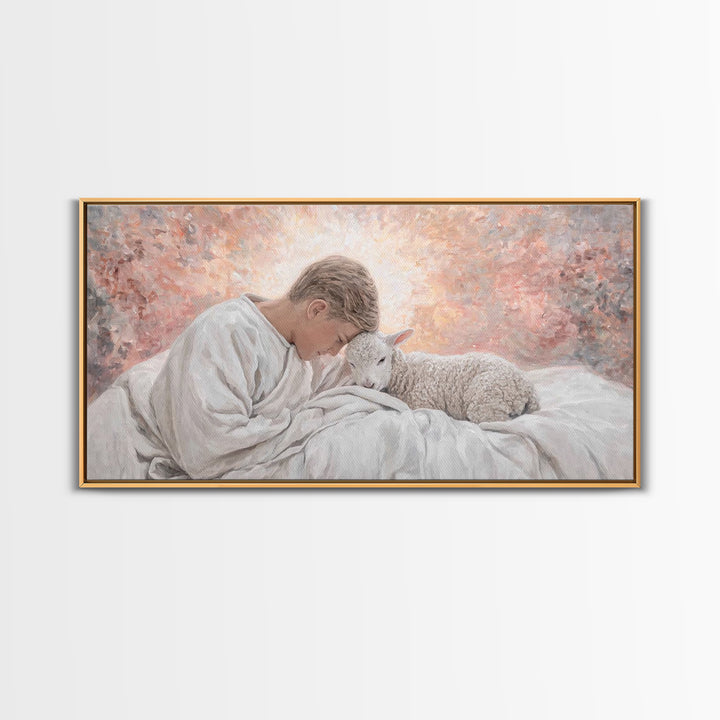 Shepherd Child Light – Framed Canvas Print – Jesus Painting – Christian Art Canvas – Christian Wall Art – Christian Christmas Art – Christi