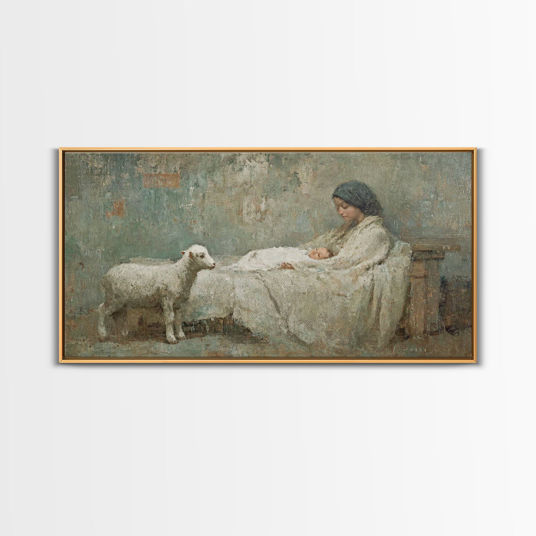 Mother’s Vigil – Framed Canvas Print – Christian Art Canvas – Christian Wall Art – Jesus Painting – Christian Decor – Christian Christmas A