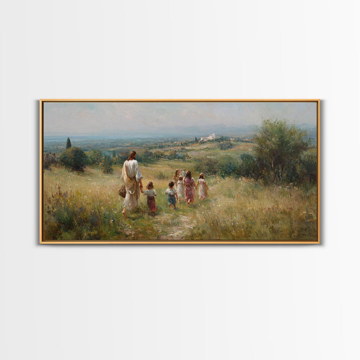 Shepherd’s Path Light – Framed Canvas Print – Jesus Painting – Christian Art Canvas – Christian Wall Art – Christian Art – Christian Gift I