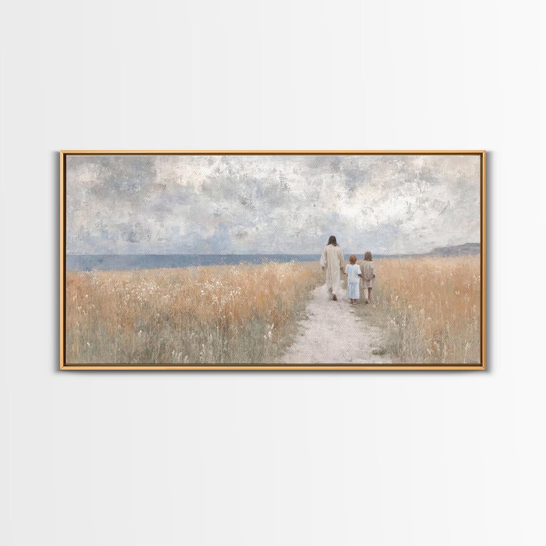Fields Of Grace – Framed Canvas Print – Christian Art Canvas – Jesus Painting – Christian Wall Art – Christian Art – Christian Gift