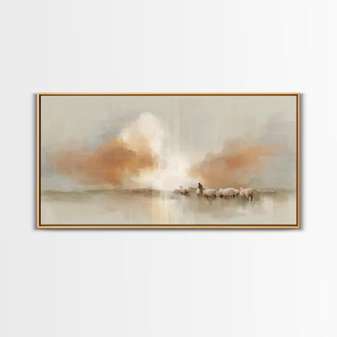 Soft Horizon Grace – Framed Canvas Print – Christian Art Painting – Christian Wall Art – Subtle Christian Art – Christian Art Canvas – Chri