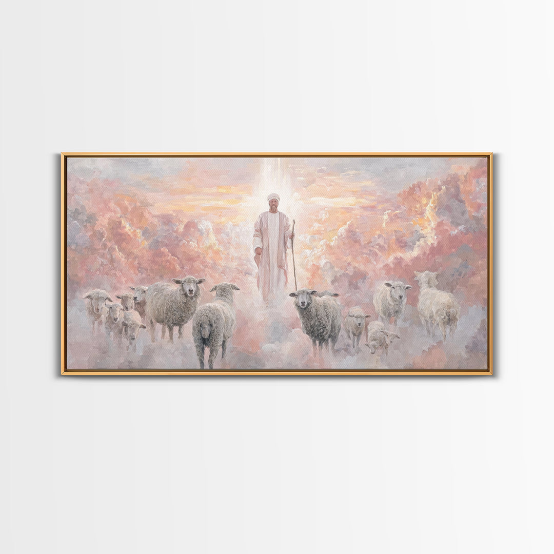 Glory Of The Shepherd – Framed Canvas Print – Jesus Painting – Christian Art Canvas – Christian Christmas Art – Christian Wall Art – Large
