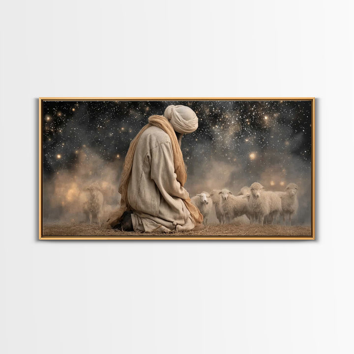 The Guiding Star – Framed Canvas Print – Christian Wall Art – Jesus Painting – Christian Art Canvas – Christian Christmas Art – Pastoral Sc