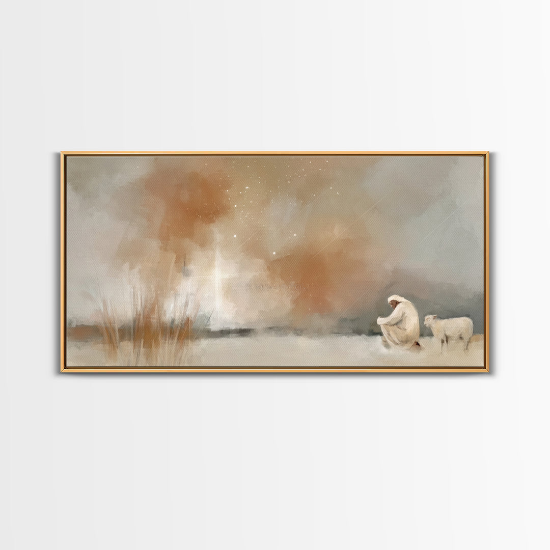 Humble Devotion – Framed Canvas Print – Christian Art Canvas – Christian Wall Art – Jesus Painting – Christmas Art – Christian Christmas De