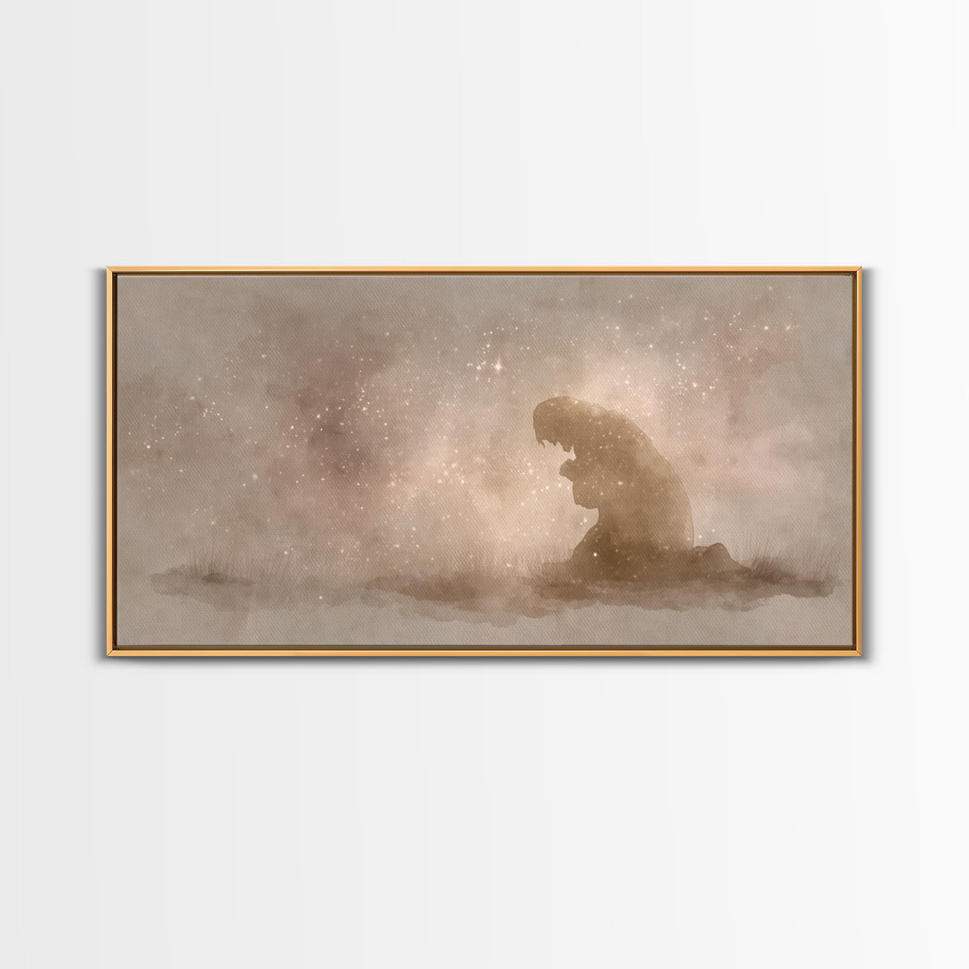 Sacred Stillness | Framed Canvas Print | Christian Art Canvas | Christian Wall Art | Christmas Art | Christian Christmas Decor | Jesus Pain