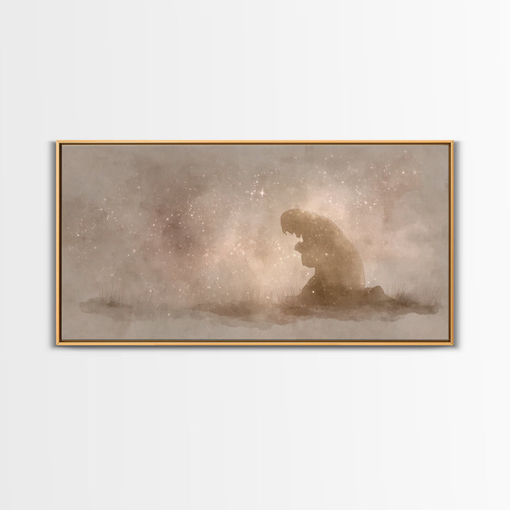 Sacred Stillness | Framed Canvas Print | Christian Art Canvas | Christian Wall Art | Christmas Art | Christian Christmas Decor | Jesus Pain