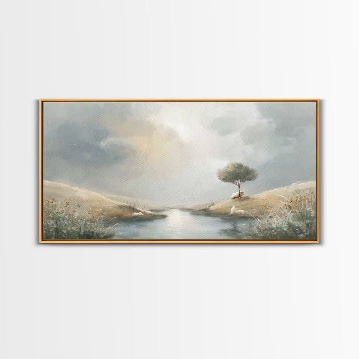 River Of Hope | Framed Canvas Print | Christian Wall Art | Christian Art Canvas | Christian Christmas Art | Jesus Painting | Christmas Art