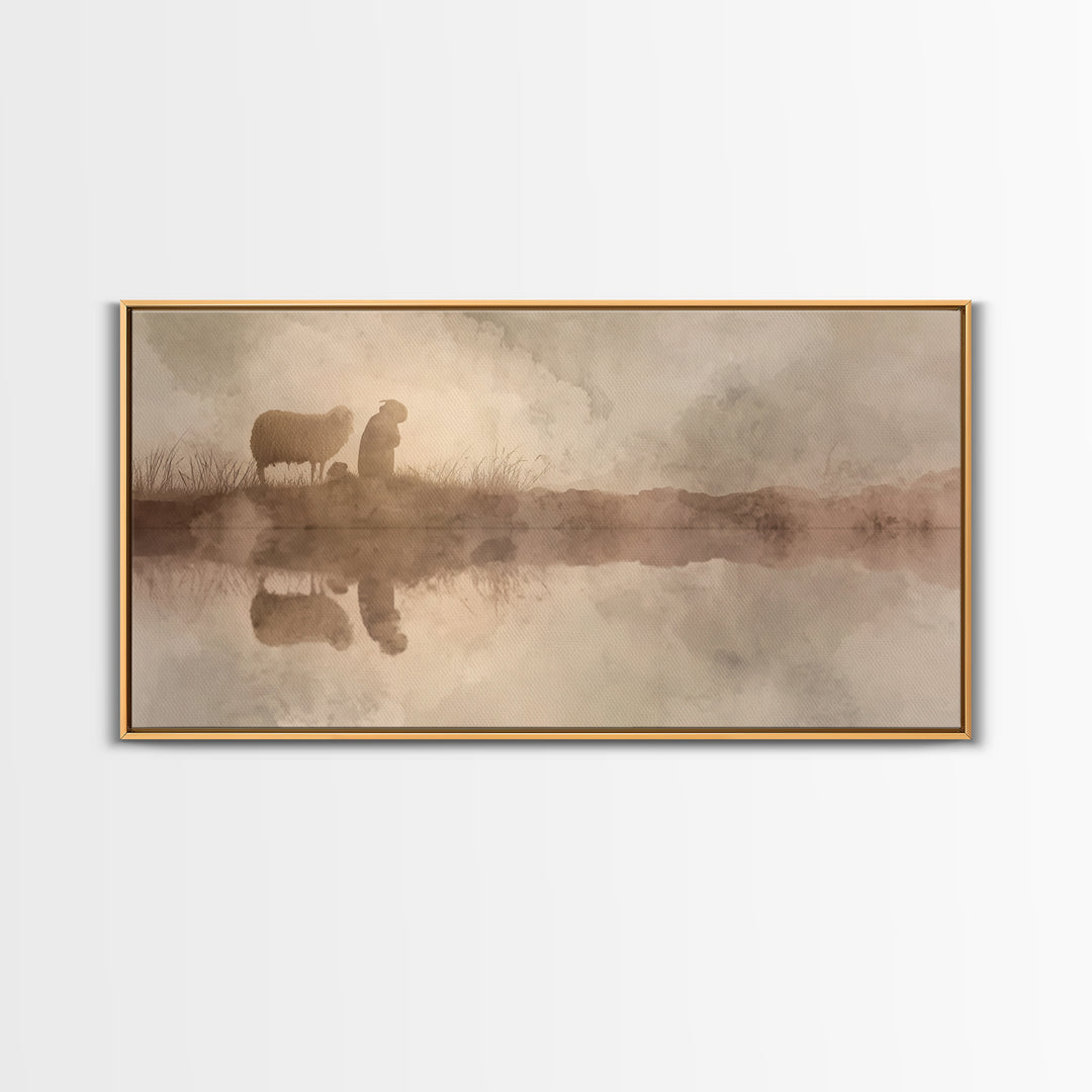 Soft Pasture Light, Framed Canvas Print, Christian Art Canvas, Christian Wall Art, Christian Art Prints, Christian Gift, Subtle Christian A