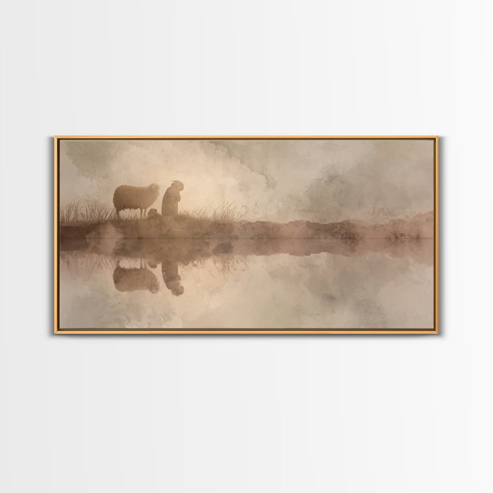 Soft Pasture Light, Framed Canvas Print, Christian Art Canvas, Christian Wall Art, Christian Art Prints, Christian Gift, Subtle Christian A