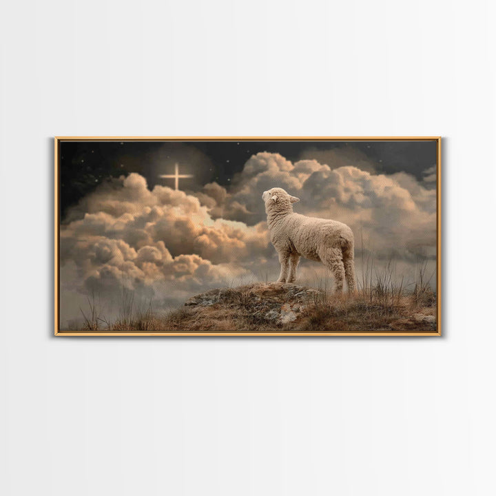 Lamb Of Glory – Framed Canvas Print – Christian Art – Christian Art Canvas – Christian Wall Art – Christian Paintings – Christian Decor – C