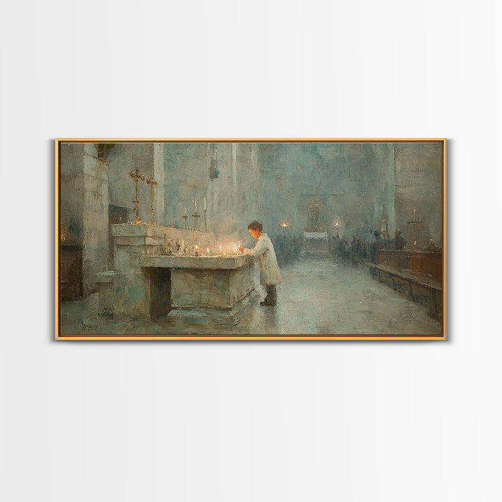 Quiet Devotion - Framed Canvas Print - Christian Art Print - Christian Decor - Christian Gift Ideas - Modern Christian Art - Christmas Art