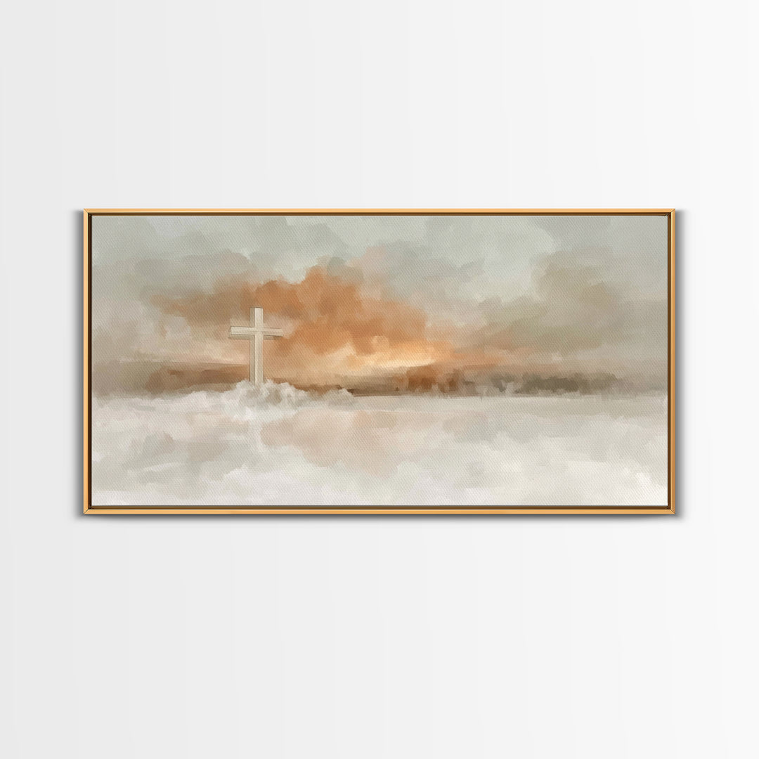 Clouds of Salvation, Framed Canvas Print, Christian Wall Art, Christian Art Canvas, Christmas Art Prints, Christian Decor for Home, Modern