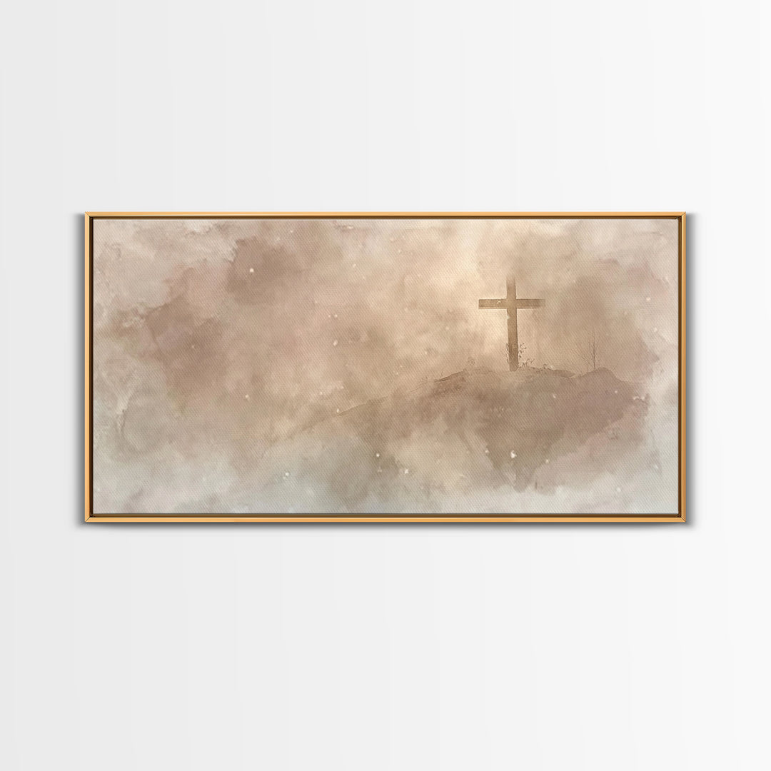 Snowfall Of Mercy – Framed Canvas Print – Christian Art – Christian Wall Art – Moody Christmas Art – Christmas Art Prints – Christian Chris