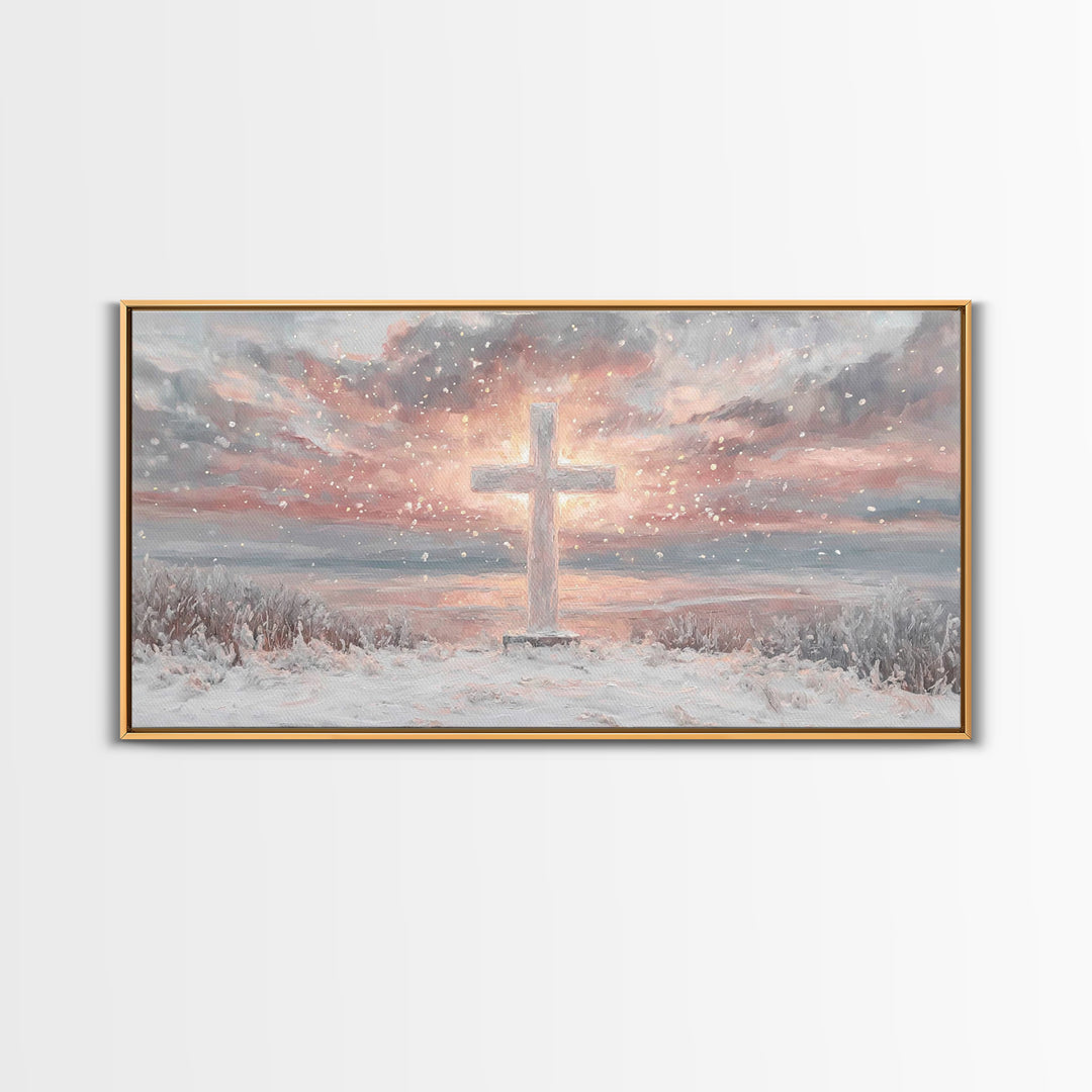 Radiant Dawn Cross – Framed Canvas Print – Christian Wall Art – Christian Art Canvas – Christmas Canvas Wall Art – Christian Decor For Home