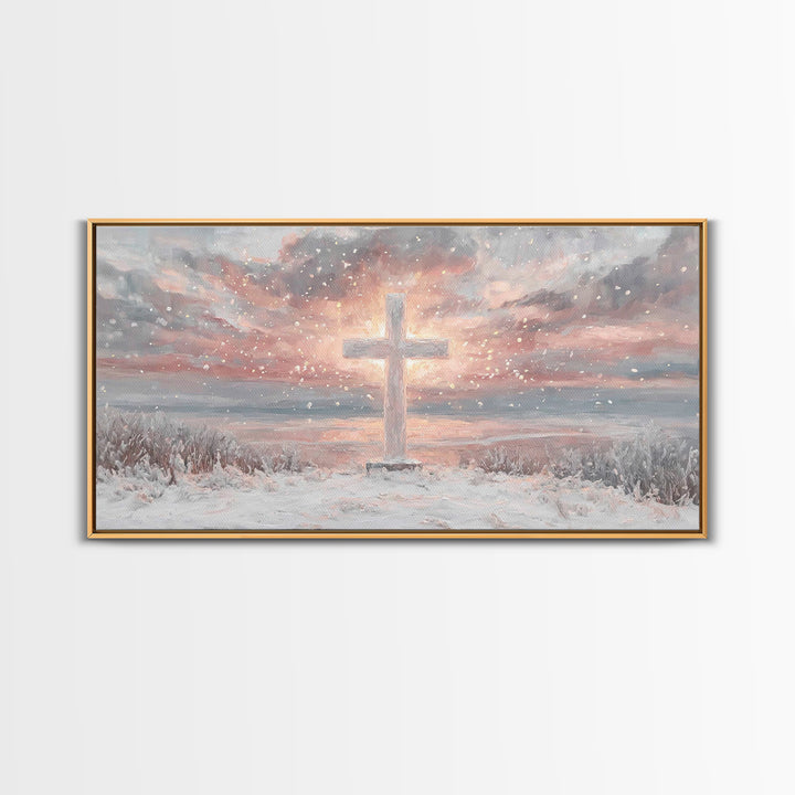 Radiant Dawn Cross – Framed Canvas Print – Christian Wall Art – Christian Art Canvas – Christmas Canvas Wall Art – Christian Decor For Home