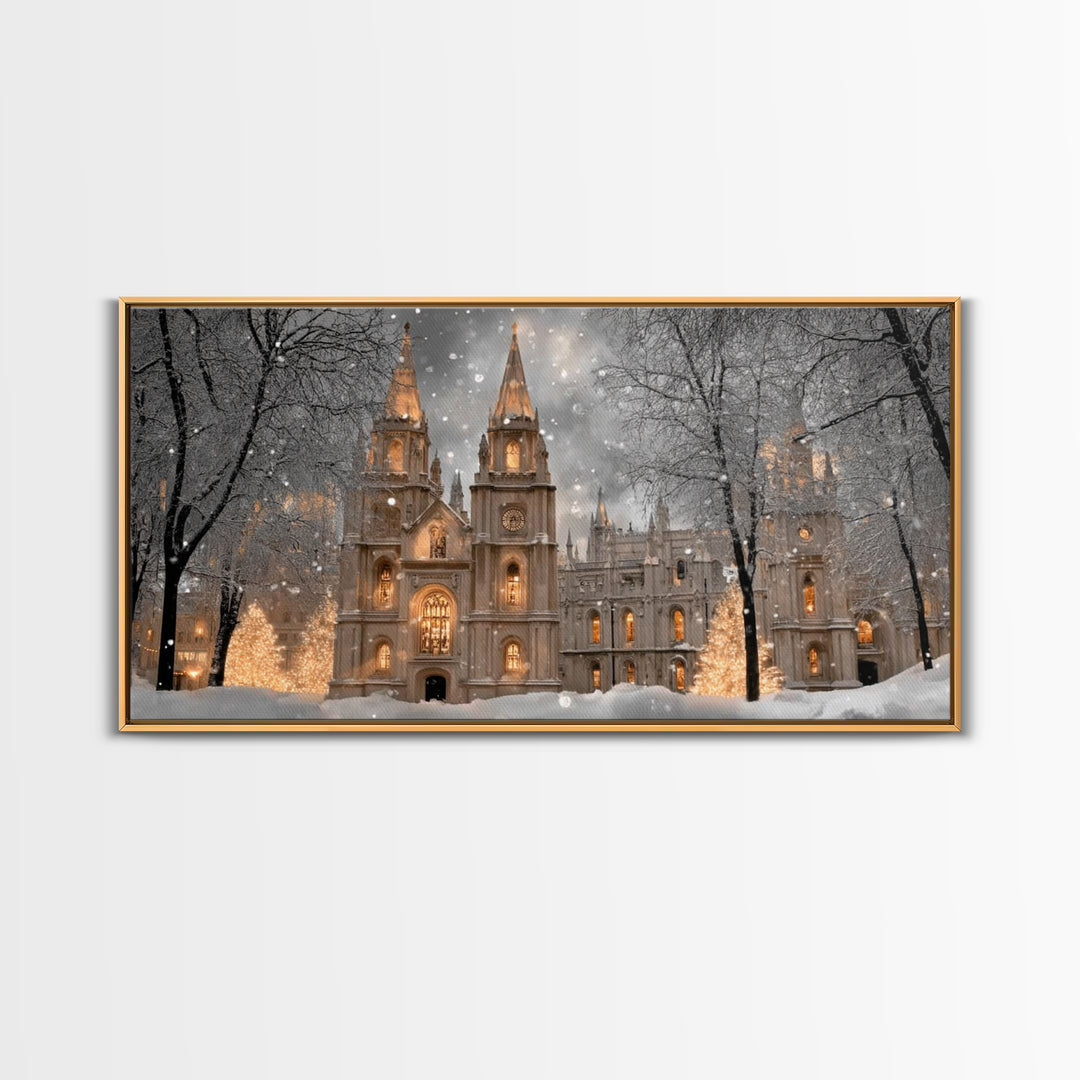 Winter Cathedral Glory – Framed Canvas Print – Christian Wall Art – Christmas Wall Art – Christian Art Canvas – Framed Christmas Art – Chri