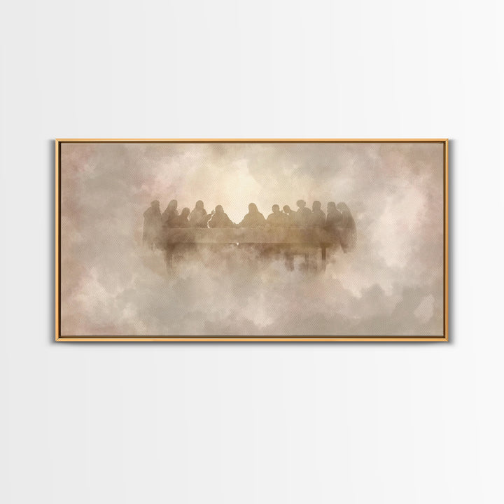Heavenly Communion, Framed Canvas Print, Christian Art Canvas, Moody Christian Art, Christian Wall Art, Jesus Painting, Christmas Art