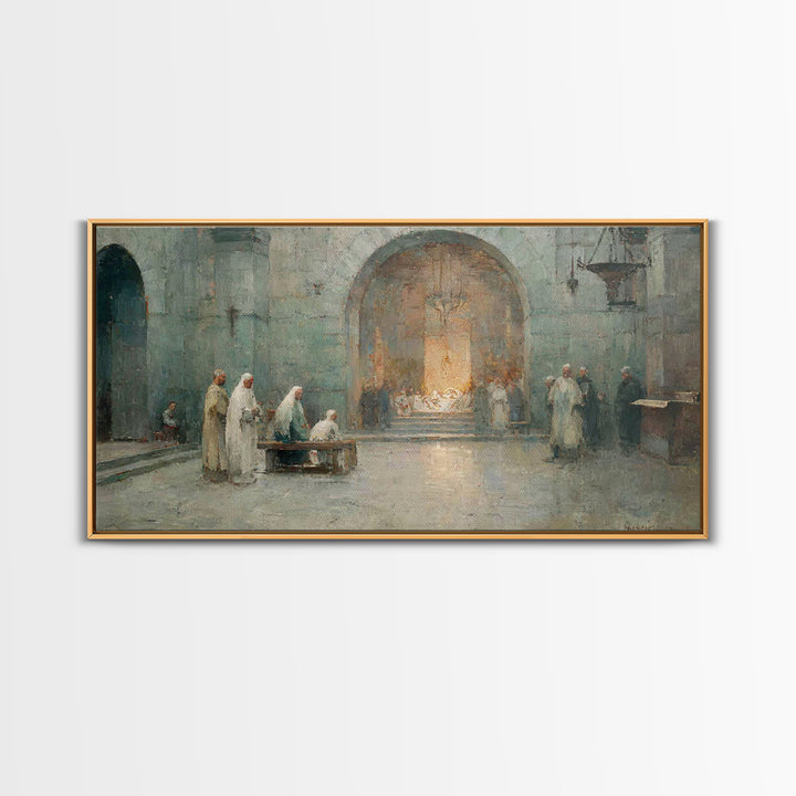 Chapel Nativity – Framed Canvas Print – Christian Art Canvas – Christian Wall Art – Vintage Christian Art – Christian Christmas Art – Chris
