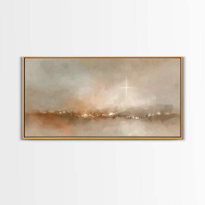 Desert Star Lit, Framed Canvas Print, Christian Christmas Art, Christian Art Canvas, Christmas Wall Art, Modern Christian Art, Christian De