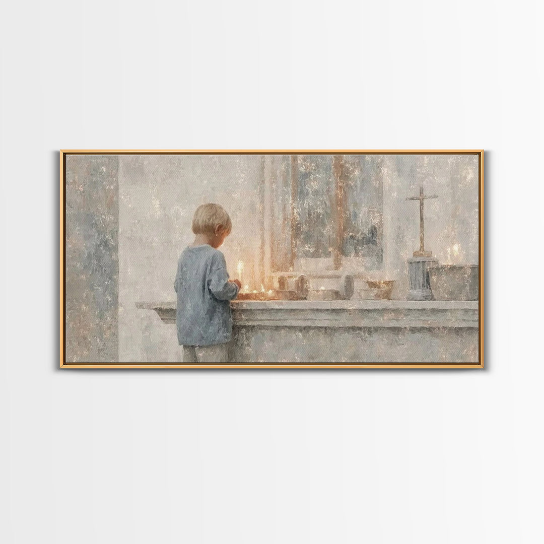 Sacred Stillness – Framed Canvas Print – Christian Art Painting – Subtle Christian Art – Christmas Art Prints – Christian Decorations – Chr