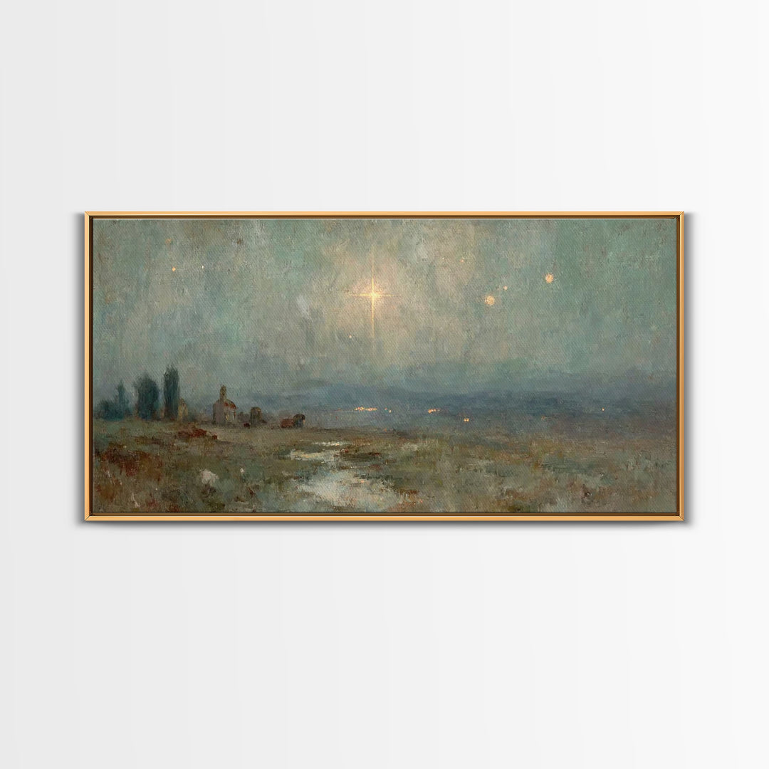 Star Of Bethlehem – Framed Canvas Print – Christian Art Prints – Christmas Wall Art – Jesus Christmas Art – Vintage Christian Art – Christi