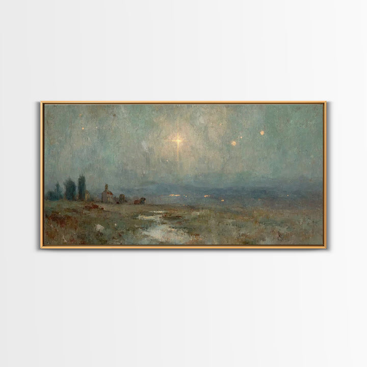 Star Of Bethlehem – Framed Canvas Print – Christian Art Prints – Christmas Wall Art – Jesus Christmas Art – Vintage Christian Art – Christi