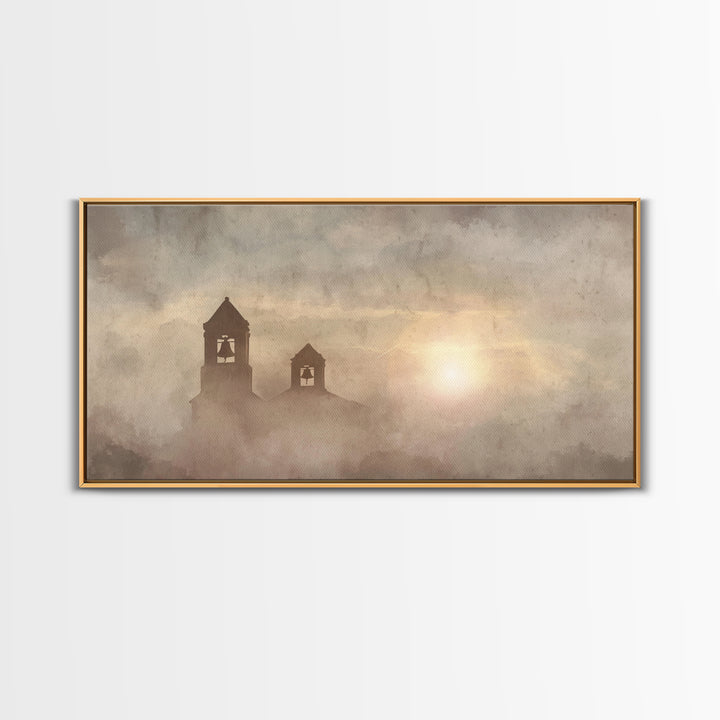 Silent Bells – Framed Canvas Print – Christian Wall Art – Christian Painting – Vintage Christian Art – Moody Christmas Art – Christian Deco