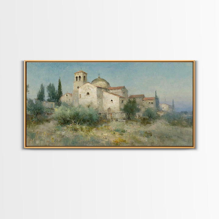 Golden Chapel – Framed Canvas Print – Christian Art Work – Christian Wall Art – Jesus Art Print – Framed Christmas Art – Christian Christma