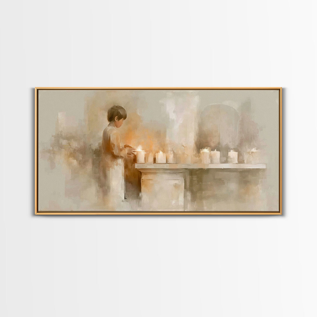 Quiet Offering – Framed Canvas Print – Christian Art Canvas – Minimalist Christian Art – Christmas Art Work – Christian Christmas Art – Fra
