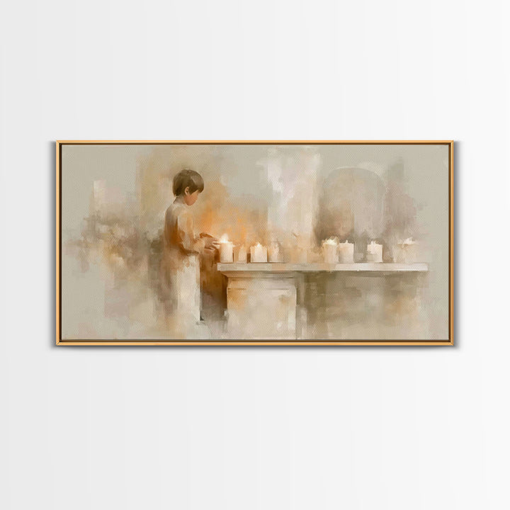 Quiet Offering – Framed Canvas Print – Christian Art Canvas – Minimalist Christian Art – Christmas Art Work – Christian Christmas Art – Fra