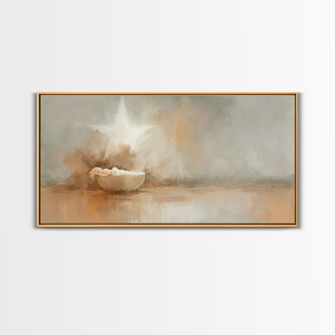 Nativity Star – Framed Canvas Print – Christian Christmas Art – Christian Art Canvas – Birth Of Jesus Painting – Christmas Art Work – Chris