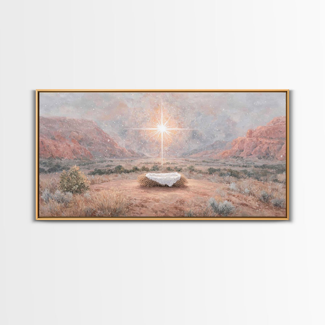 Desert Nativity – Framed Canvas Print – Christian Christmas Art – Christian Wall Art – Christian Art Print – Christmas Canvas Wall Art – Ch