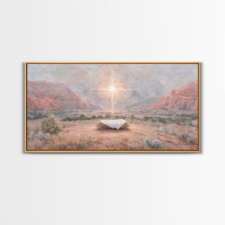 Desert Nativity – Framed Canvas Print – Christian Christmas Art – Christian Wall Art – Christian Art Print – Christmas Canvas Wall Art – Ch