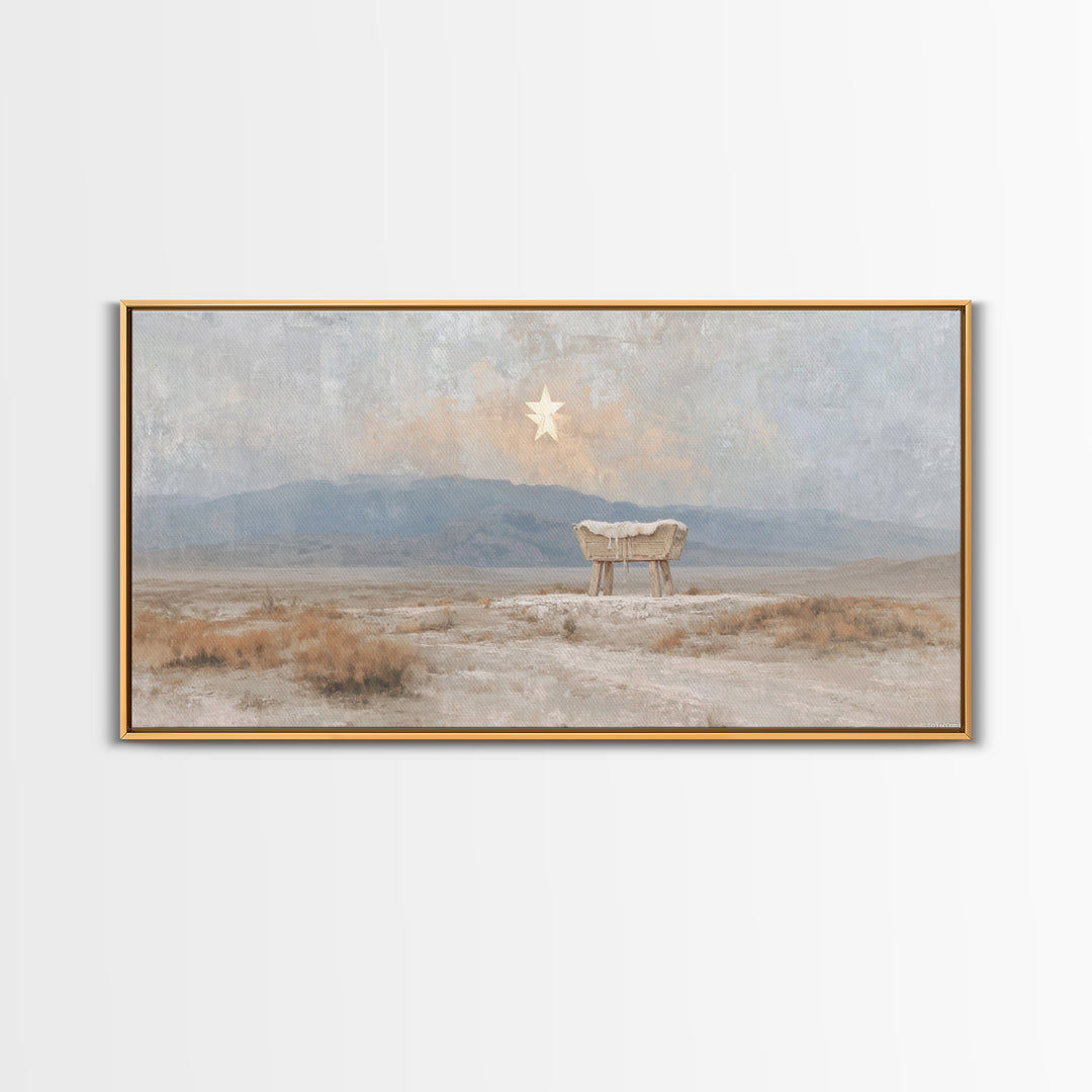 Sacred Nightfall – Framed Canvas Print – Christian Wall Art – Christian Christmas Art – Modern Christian Art – Christmas Art Prints – Chris