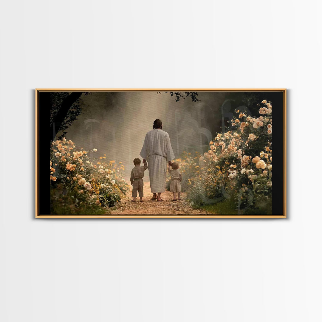 Guided In Light – Framed Canvas Print – Jesus Wall Art – Christian Art Work – Christian Decorations – Christian Painting – Christian Gift