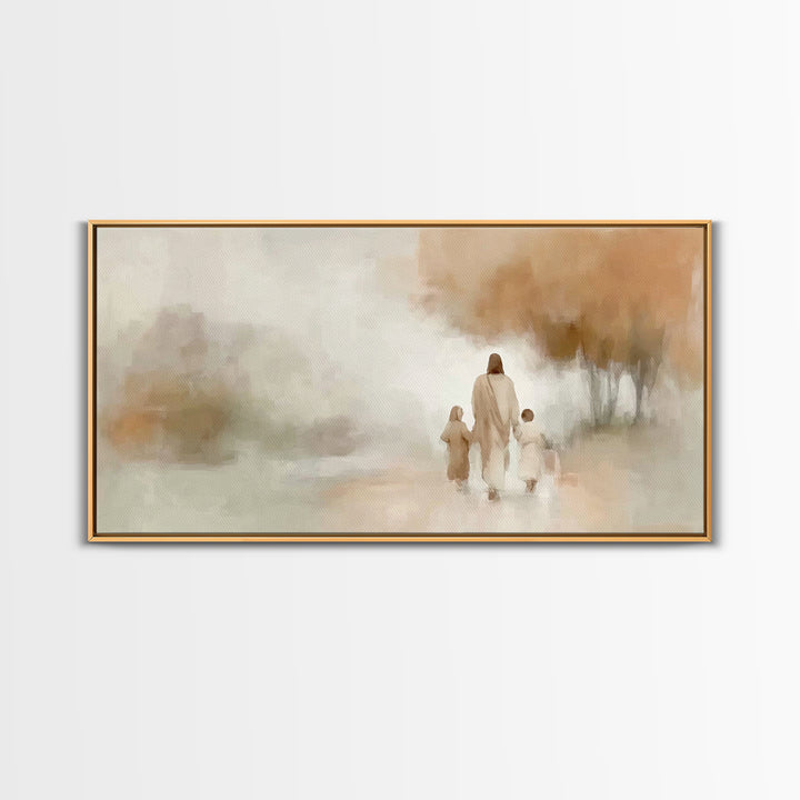 Guiding Grace Path – Framed Canvas Print – Christian Wall Art – Jesus Painting – Minimalist Christian Art – Christian Gift