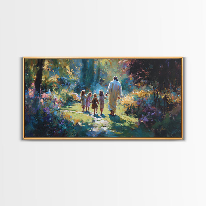 Garden Of Light | Framed Canvas Print | Christian Art Canvas | Jesus Painting | Christian Wall Art | Christmas Art