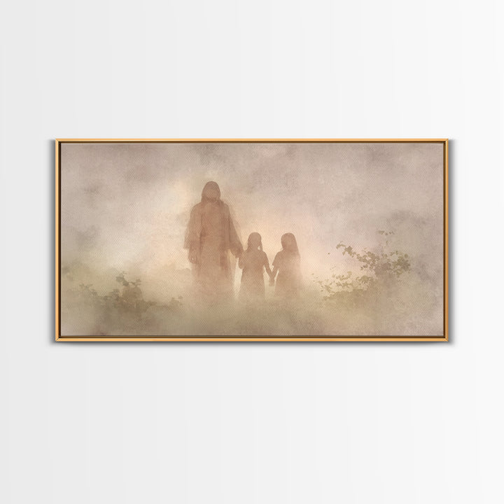 Sacred Morning Haze – Framed Canvas Print – Christian Wall Art – Minimalist Christian Art – Jesus Painting – Subtle Christian Art – Christi