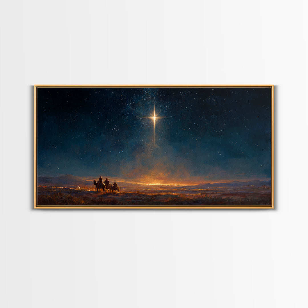 Star Of Wonder | Framed Canvas Print | Christian Christmas Art | Christmas Canvas Wall Art | Jesus Painting | Christian Wall Art | Modern C