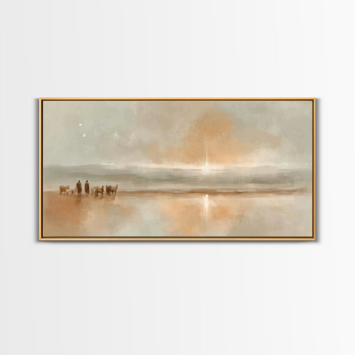 Desert Star Journey – Framed Canvas Print – Christian Christmas Art – Christian Wall Art – Jesus Painting – Christmas Art Print – Christian