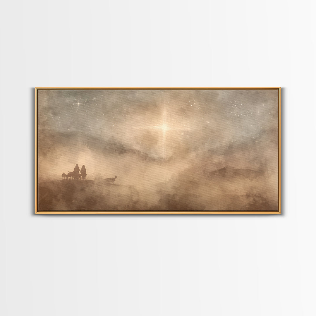 Holy Night Wonder, Framed Canvas Print, Christmas Art Prints, Christian Wall Art, Moody Christmas Art, Christian Christmas Decor, Christian
