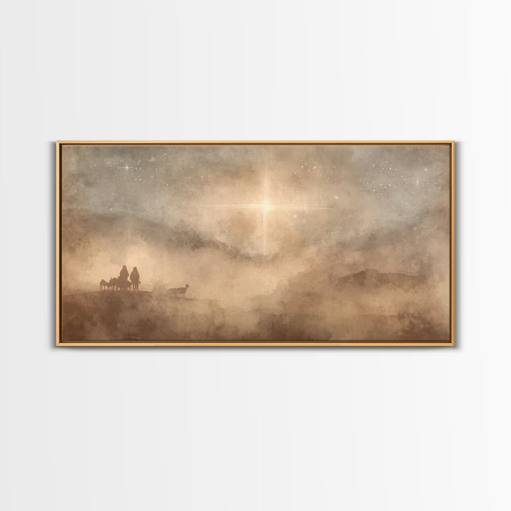 Holy Night Wonder, Framed Canvas Print, Christmas Art Prints, Christian Wall Art, Moody Christmas Art, Christian Christmas Decor, Christian