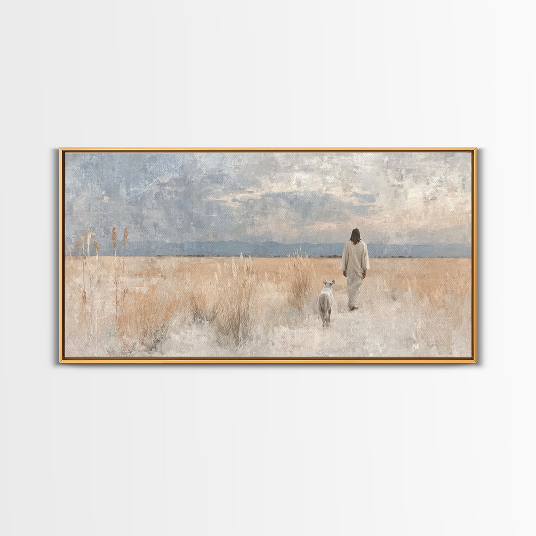 Fields Of Grace | Framed Canvas Print | Christian Art Canvas | Jesus Painting | Christian Wall Art | Large Christian Painting