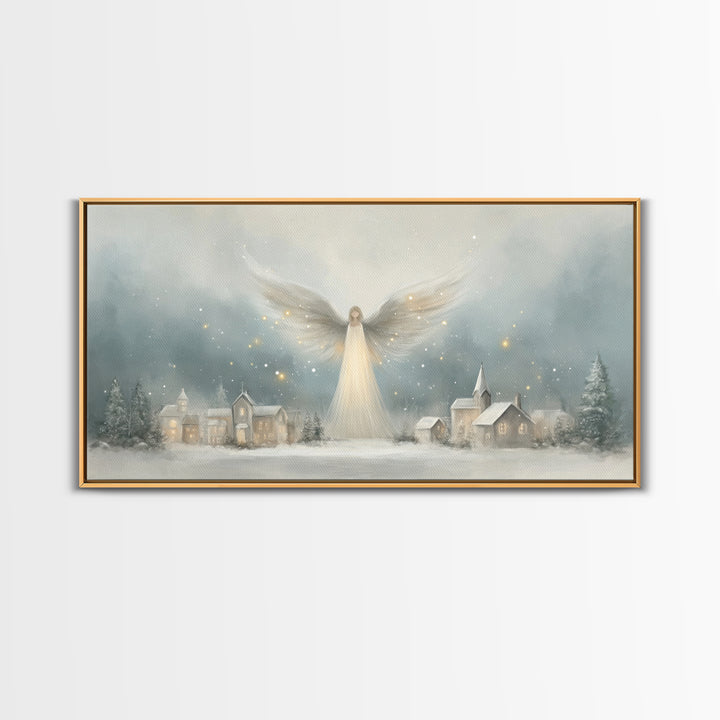 Heaven’s Guardian – Framed Canvas Print – Christian Christmas Art – Christmas Art Framed – Christian Art Canvas – Subtle Christian Painting